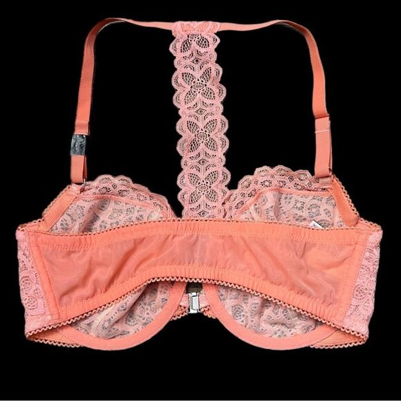 Victorias Secret Dream Angels Unlined Demi Rhinestone Embellished Lace bra coral - Picture 5 of 6